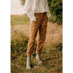 Sezane Benicio Chino Cargo Trousers in Caramel